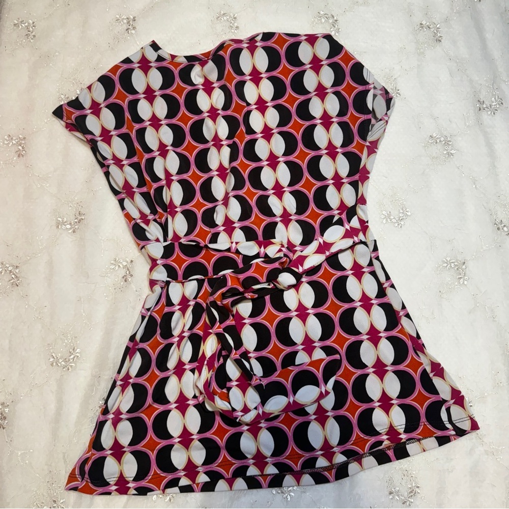 Vintage Y2K Anxiety Geometric Belted Tie Waist Top – Size Small - Picture 4 of 7